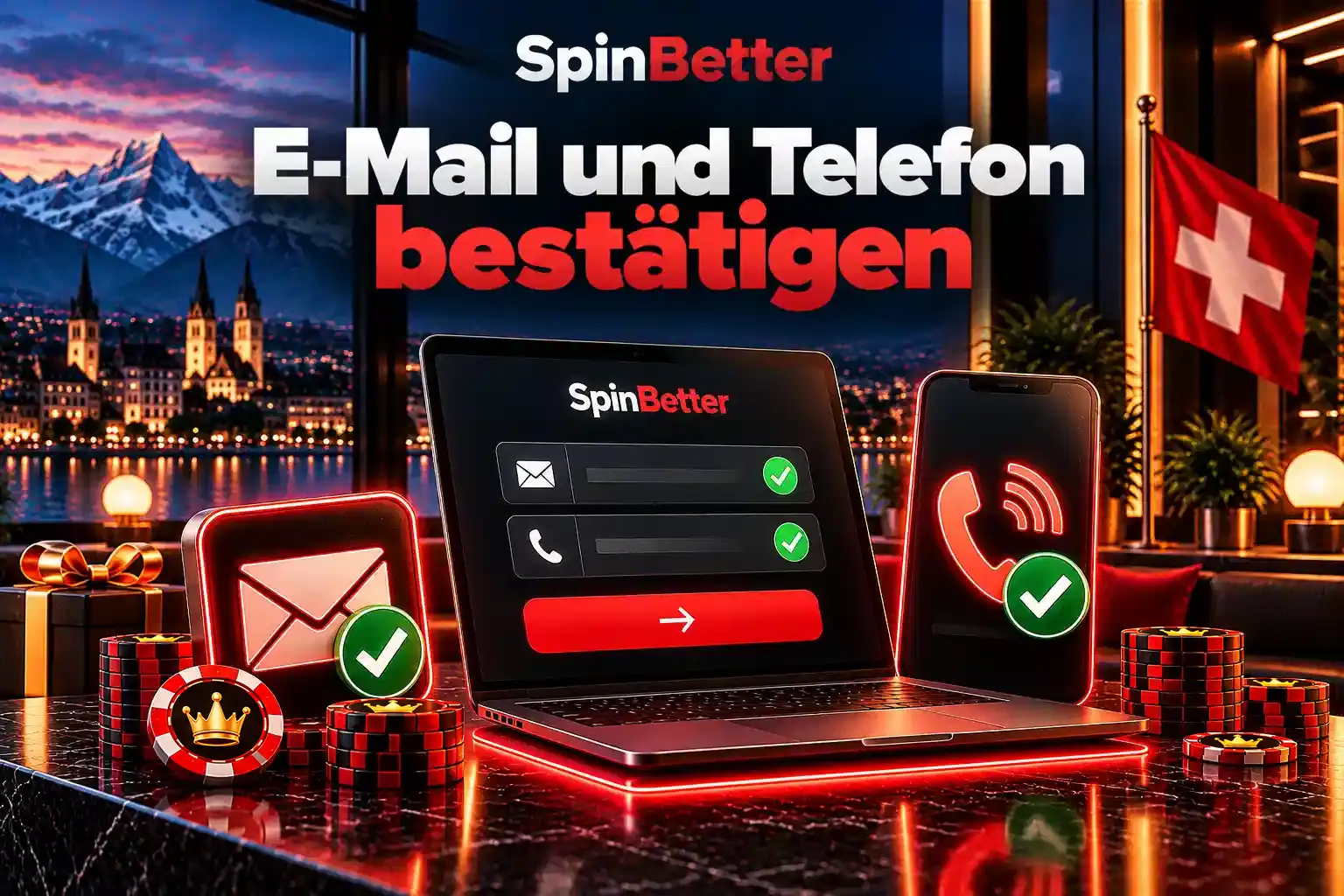 Bestätigung von E-Mail und Telefonnummer bei der Kontoeröffnung mit grünen Häkchen